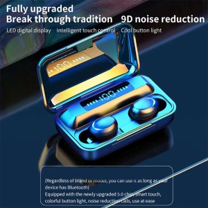 Casti Bluetooth EarBuds, TWS F9, Wireless, Afisaj LED, Control Touch, Functie Reducere Zgomot si Power Bank, Negru - Img 7