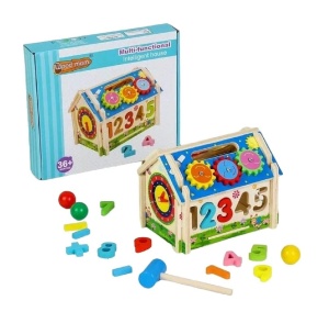 Casuta din lemn cu centru de activitati 5 in 1 pentru copii - Img 4