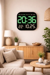 Ceas digital de perete sau de masa, Telecomanda, Afisaj LCD ajustabil, 6 afisaje - Img 3