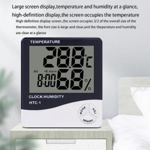 Ceas, Termometru si Higrometru HTC 1, 3 in 1, Temperatura, Statie Meteo, Umiditate, Ceas, Alarma, Alb - Img 8