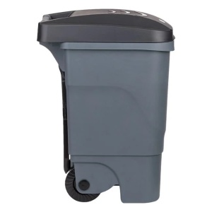 Cos de gunoi, din plastic, cu roti si pedala, capacitate 60L, gri - Img 6