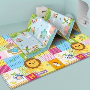 Covor educativ reversibil si pliabil pentru copii 3 luni+, cu litere, cifre si animale, din spuma, 200x180x1 cm - Img 4