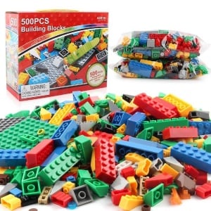 Cuburi de construit din plastic cu 500 sau 1000 piese, Pentru copii 6 ani+, Multicolor - Img 2
