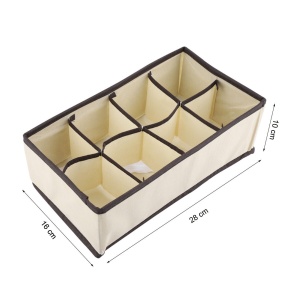 Cutie organizare sertar, material textil, pentru sosete, lenjerii, cu 8 compartimente, 28x16x10cm, bej-maro - Img 5