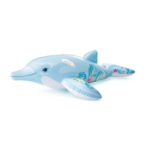 Delfin Gonflabil pentru copii 3 ani+, Intex, 1.75x0.66 m, Albastru deschis