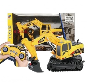 Escavator de jucarie cu telecomanda 2,4 GHz, copii 3 ani+, scara 1:20, 33x13x18.5cm, galben-negru - Img 3
