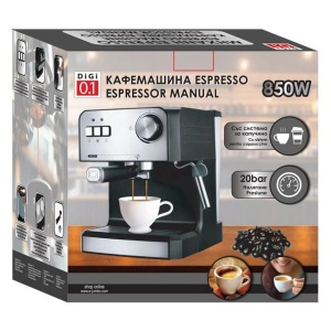 Espressor manual, cu tava de colectare a lichidelor, presiune 20bar, putere 850W, capacitate 1.6L, negru-argintiu - Img 3