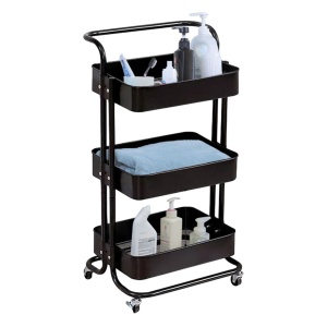 Etajera de bucatarie metalica cu 3 nivele, Dimensiune 44x36x82 cm, Negru
