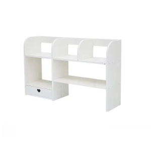 Etajeta pentru birou cu 6 compartimente si un sertar, Material PVC, Dimensiune 55x14x34cm, Alb