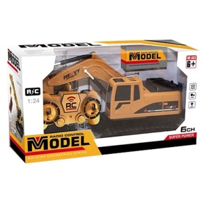 Excavator RC de jucarie, cu senile, sunete si lumini, copii 6+ ani, scara 1:24, 28x10x23 cm, galben-negru - Img 2