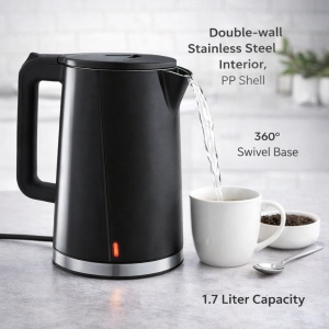 Fierbator de apa electric, Putere 2200W, Capacitate 1.7L, Negru - Img 2