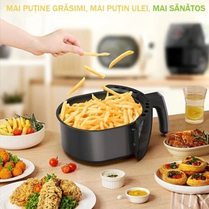 Friteuza cu aer cald Air Fryer, RAF R5237, 1300 W, 3 L, 12 programe, 25x20x28 cm, negru/alb - Img 8