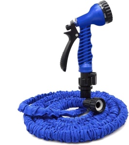 Furtun extensibil de gradina, pana la 30m, cu pistol cu 7 tipuri de jet, cu conectori, albastru-verde - Img 1