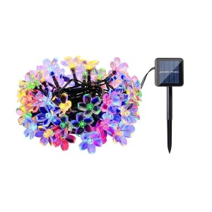 Ghirlanda Luminoasa Solara Flori de Cires cu 50 LED-uri, Lumina Alba Calda/Multicolora, 5m Lungime - Img 1