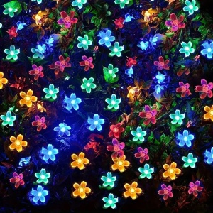 Ghirlanda Luminoasa Solara Flori de Cires cu 50 LED-uri, Lumina Alba Calda/Multicolora, 5m Lungime - Img 16
