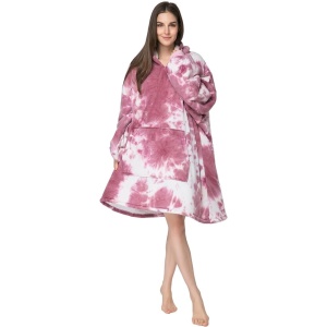 Hanorac Patura Oversize cu Gluga si Buzunar Frontal, Pufos si Cald, Multicolor, Marime Universala - Img 10
