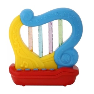 Harpa de jucarie cu lumini si sunete, pentru copii 18 luni+, plastic, 13x6x16 cm, multicolor - Img 4