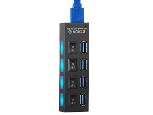 Hub USB cu 4 Port USB 3.0 de mare viteza, Buton On/Off, cu cablu de alimentare inclus, negru - Img 4