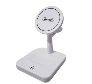 Incarcator wireless 4 in 1, 25W, compatibil cu iPhone, iWatch, Airpod Pro 2 3, cu mufa USB Type-C, lumina LED, Alb - Img 7