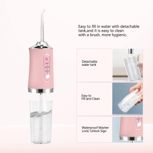 Irigator oral pentru dus bucal, 4 accesorii si 3 moduri curatare, Capacitate 220mL - Img 11