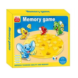 Joc de memorie, cu Soaricei si branza, pentru copii 3+, 26x24x4 cm, galben - Img 1
