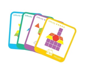 Joc de Societate Tangram, din Lemn, Colorat