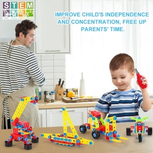 Jucarie educativa si interactiva STEM, 404 piese de constructie puzzle 3D, pentru copii 6 ani+, multicolor - Img 2
