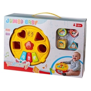 Jucarie educativa sub forma de toba pentru copii 18+ luni, 4 forme geometrice, Functionare cu baterii 2 x AA (incluse), Dezvolta abilitatile cognitive si motorii, Plastic, 33x11.5x23cm, Multicolor - Img 2