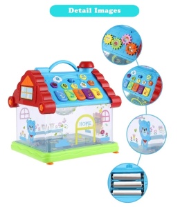 Jucarie interactiva casuta cu proiectii, lumini si melodii, copii 1.5 ani+, 23x20x15cm, Multicolor - Img 5