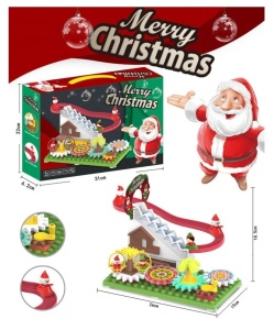 Jucarie Interactiva pentru copii 3 ani+, Circuit de Craciun cu Mos Craciun pe Tobogan, Multicolor - Img 3
