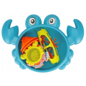 Jucarie pentru baie, in forma de Crab, cu alte 5 jucarii interioare, copii 3 ani+, plastic, 21x30x5 cm, albastru/roz - Img 7