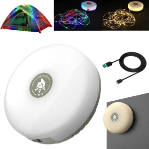 Lampa cu banda LED-uri RGB pentru camping, 8m, IP44, lumina alba calda si colorata, alb - Img 7