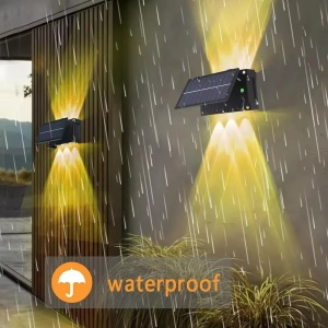 Lampa cu panou solar 6 LED, Montaj pe perete, Iluminare sus-jos, Lumina alb cald - Img 8