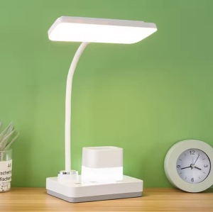 Lampa LED model 1945 pentru birou 4W, cu suport pixuri, reglabila, 3 moduri de iluminare, dimabila, alb - Img 5