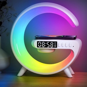 Lampa Smart LED RGB cu difuzor Bluetooth si Incarcare pentru Mobil, Ceas, Sounds Machine - Img 1