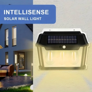 Lampa solara de perete cu 3 becuri LED, 3 moduri de functionare, 38W, 600Lm, senzor miscare, IP65, negru - Img 6