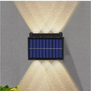 Lampa solara de perete cu 6 LED-uri, cu lumina calda, panou deasupra, cu iluminare sus-jos - Img 3