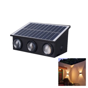 Lampa Solara LED de Perete cu 6 Led-uri, Iluminare Up & Down, Exterior, Senzor Automat, Rezistenta la apa