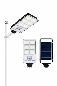Lampa solara stradala, Putere 300W, Protectie IP66, Senzor lumina si miscare, Telecomanda