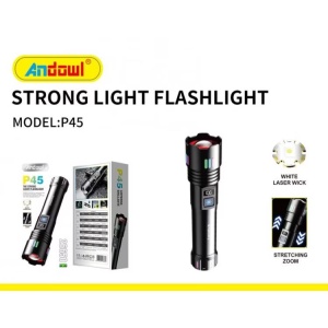 Lanterna LED de mana P45, Raza de actiune 500m, Afisaj baterie, Negru - Img 6