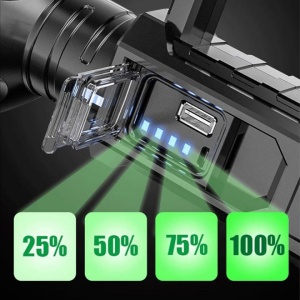 Lanterna Profesionala LED cu acumulator, Incarcare USB, Raza de actiune 1000m, 4 moduri de iluminare, functie Powerbank - Img 4