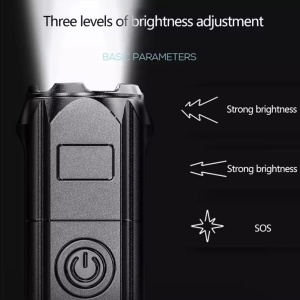 Lanterna puternica cu zoom, portabila, multifunctionala, reincarcabila cu USB, 3 moduri de iluminare, gri foarte inchis - Img 3