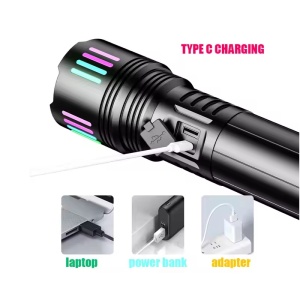 Lanterna puternica LED L660 cu Zoom, Reincarcabila USB, Putere 35W, Distanta 500m, Aluminiu - Img 6