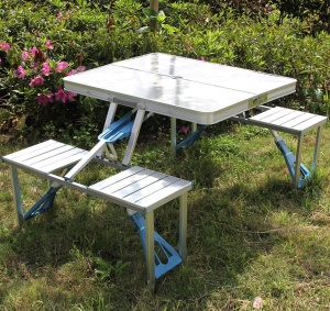 Masa pliabila pentru camping cu 4 scaune integrate, Aluminiu, Compacta si usor de transportat - Img 5