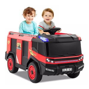 Masina de pompieri electrica pentru copii 2 ani+, Telecomanda, Baterie 12V4.5AH, Lumini si difuzor