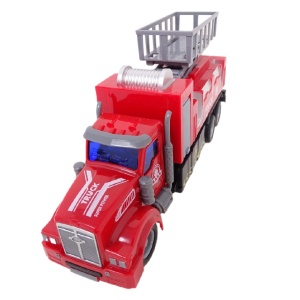 Masina de pompieri pentru copii 3 ani+, de interventie, cu scara si telecomanda, 20cm lungime, rosu - Img 3