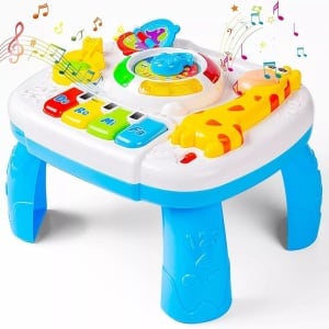 Masuta de activitati interactive pentru copii 18 luni+, cu pian, lumini si sunete, 25x23x18 cm, multicolor - Img 1