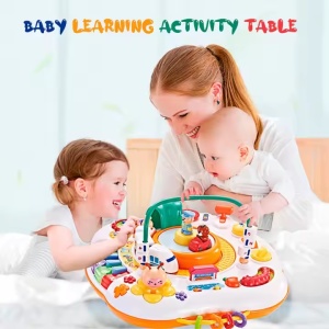 Masuta de activitati pentru copii 10 luni+, cu sunete, zeci de activitati, 44x38x47 cm, multicolor - Img 2