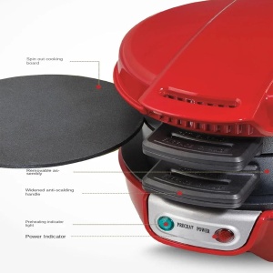 Mini Aparat de Facut Burgeri R.666, 600W, Rosu - Img 6