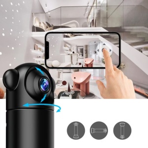 Mini camera de supraveghere SX82, WiFi, tip baby monitor, HD, infrarosu, senzor de miscare, negru - Img 2